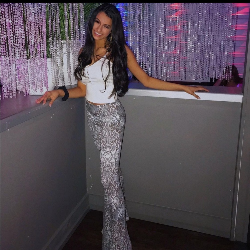 Snakeskin flare pants size small